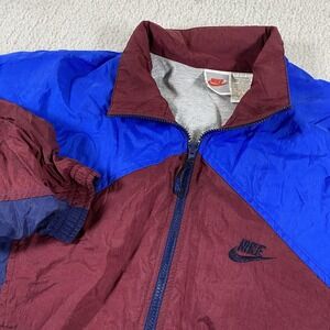 Vintage Nike Jacket Mens Medium Red Blue Windbreaker Nylon‎ Color Block 90s